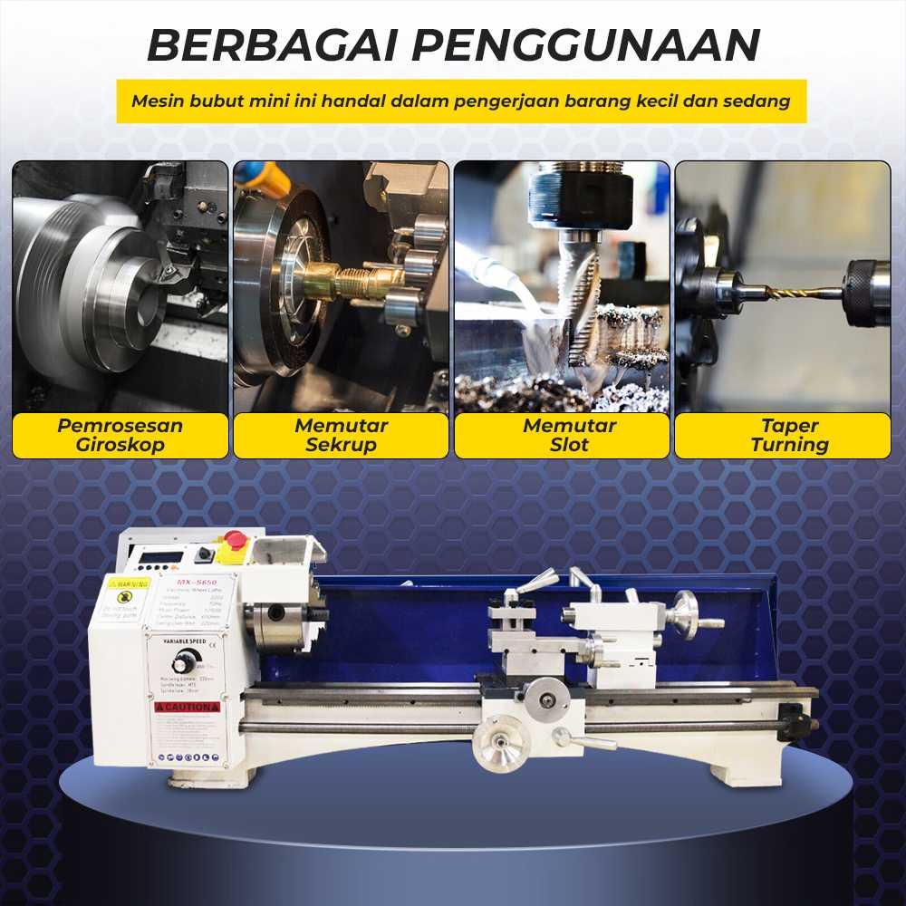 Mesin Bubut Mini Lathe DC Brushless 1250W - Pemrosesan Presisi, Hemat Ruang