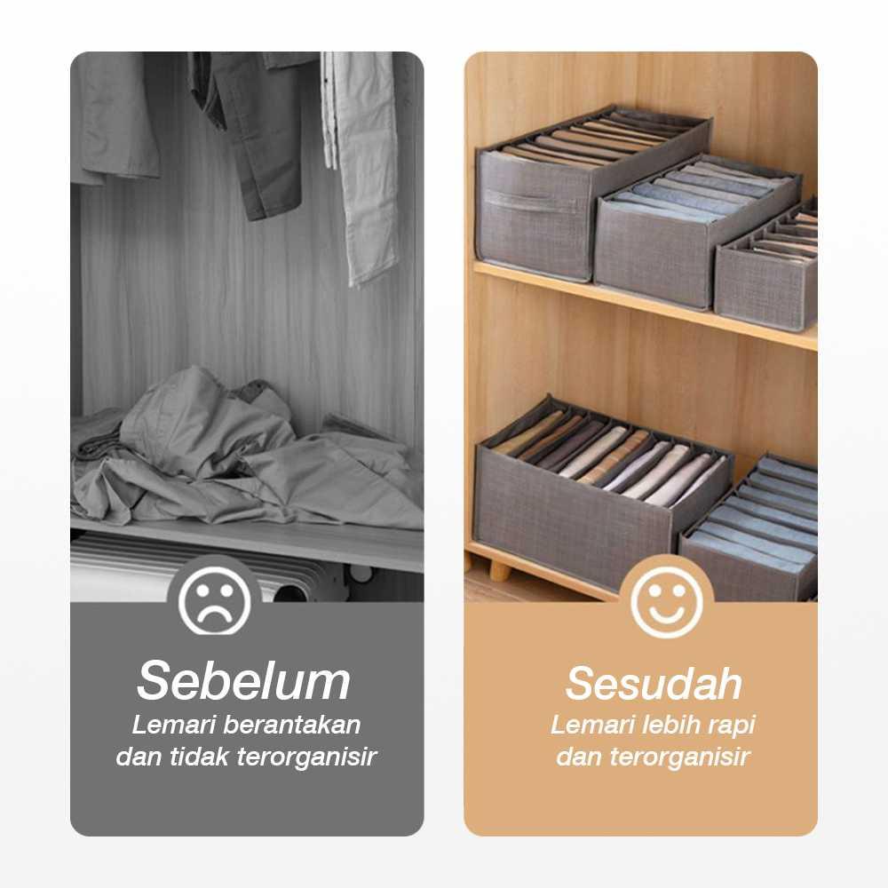 NUHAO Kotak Sekat Pakaian Storage Drawer Divider Box 9 Grid - Rapi dan Efisien, Hemat Waktu, Muat Beragam Jenis Pakaian - Modern dan Praktis