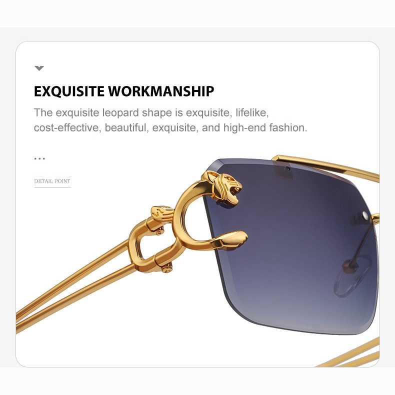 ZUIDID Sunglasses Retro Rimless Leopard Design - UV Protection, Comfort, Style