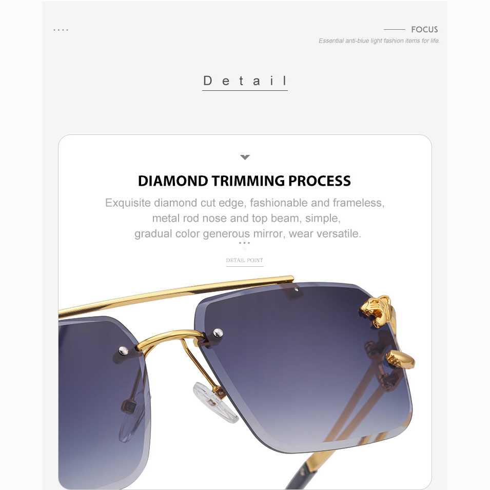 ZUIDID Sunglasses Retro Rimless Leopard Design - UV Protection, Comfort, Style