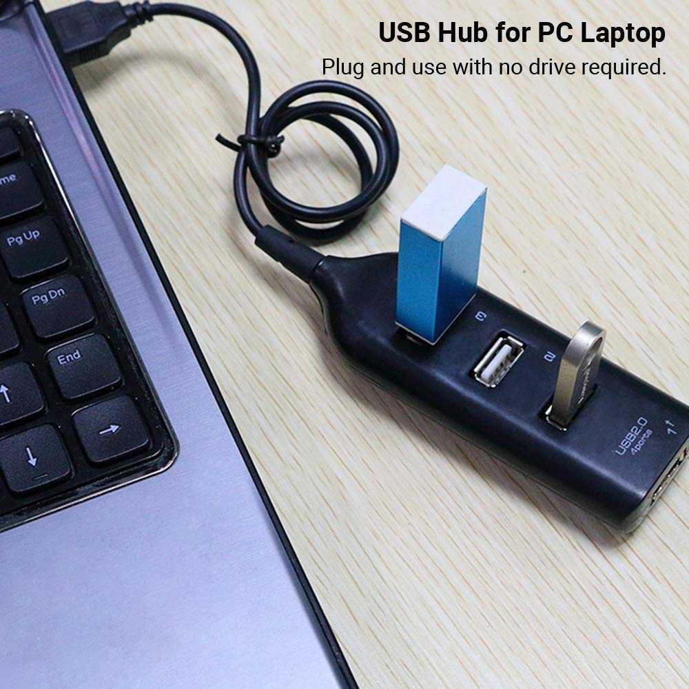 Portable USB Hub 2.0 4 Port 480Mbps - HB304, Hub USB Ergonomis untuk Koneksi Lebih Mudah - Hemat Tempat