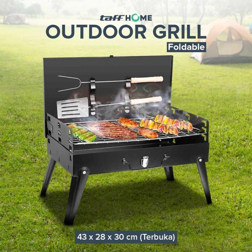 Image of TaffHOME Alat Panggang Arang Lipat BBQ Portable - Praktis Memasak di Mana Saja, Hemat Tempat IH