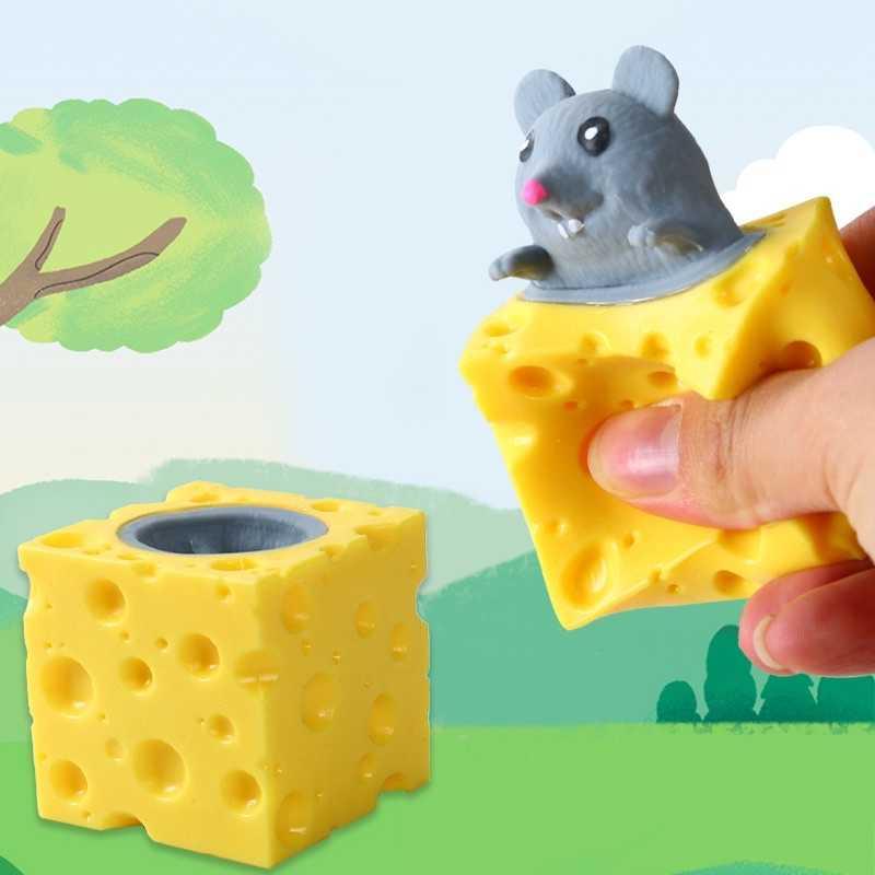GOESAF Squishy Toy Mouse In The Cheese Pop Up Anti Stress Fidget - Pelampiasan Stres yang Menyenangkan, Desain Lucu