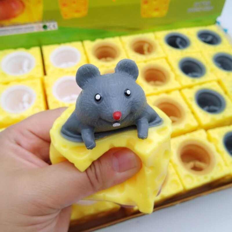 GOESAF Squishy Toy Mouse In The Cheese Pop Up Anti Stress Fidget - Pelampiasan Stres yang Menyenangkan, Desain Lucu