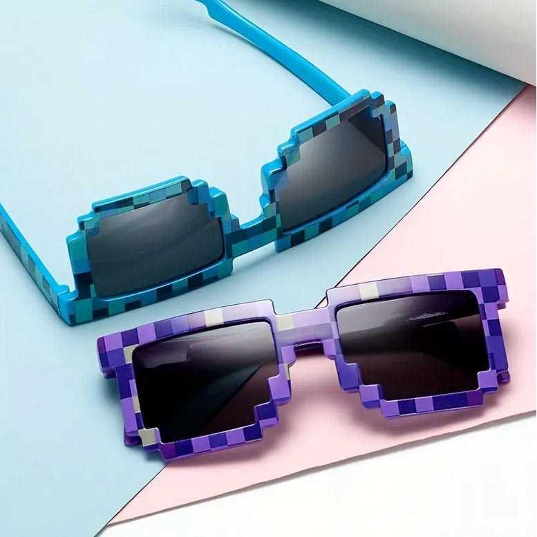 Long Keeper Kacamata Model Pixel Minecraft Mosaics UV400 - 088, Perlindungan Mata Anak dari Sinar UV, Desain Stylish - Cocok untuk Semua Usia
