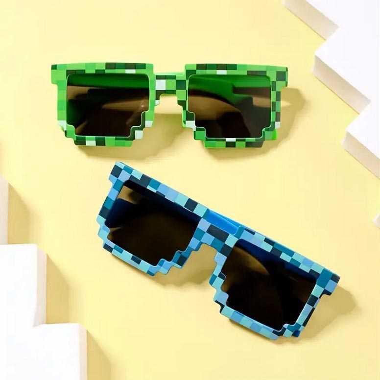 Long Keeper Kacamata Model Pixel Minecraft Mosaics UV400 - 088, Perlindungan Mata Anak dari Sinar UV, Desain Stylish - Cocok untuk Semua Usia