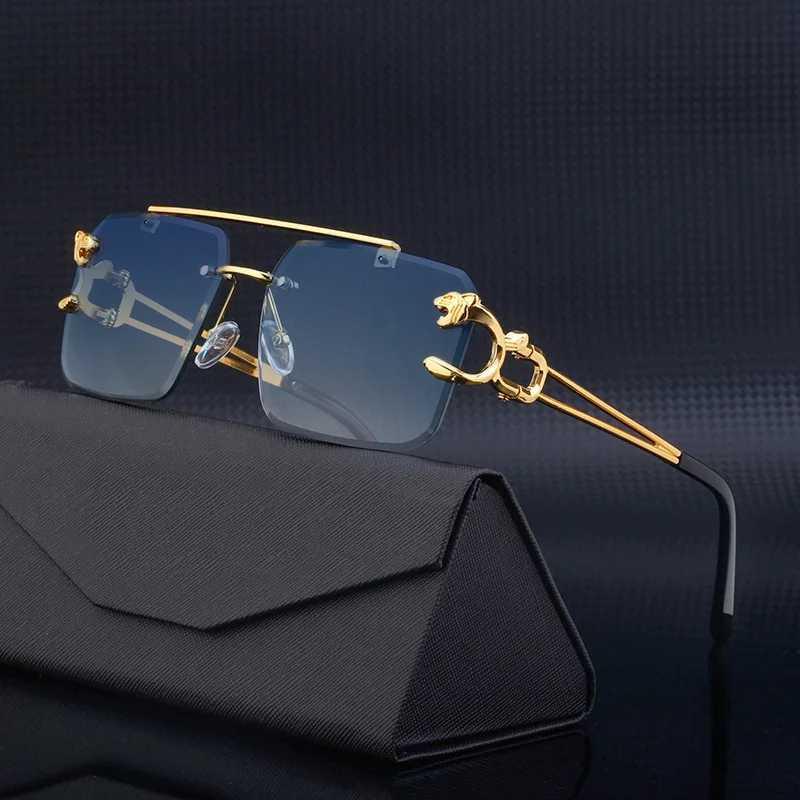 ZUIDID Sunglasses Retro Rimless Leopard Design - UV Protection, Comfort, Style