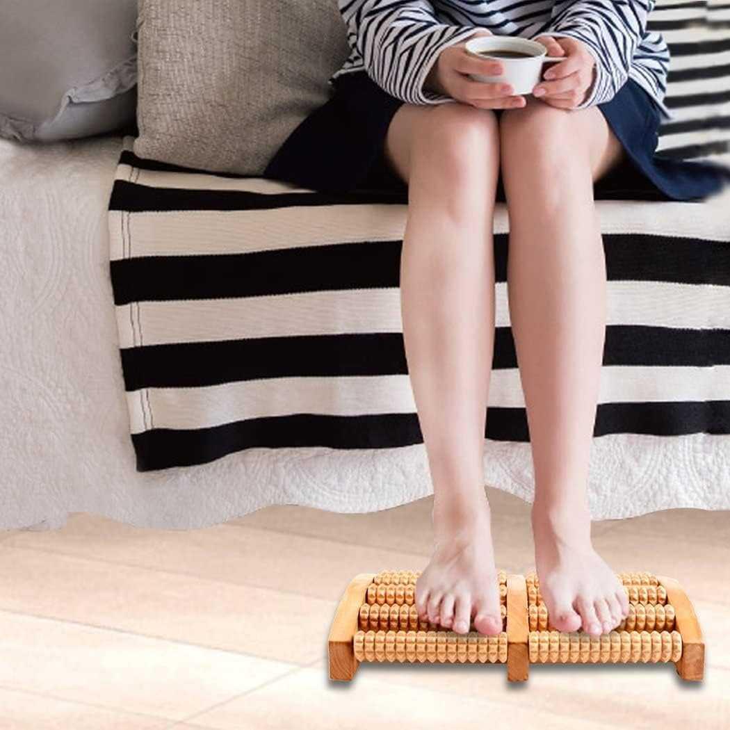 Slimes Pijat Kaki Wooden Foot Roller Massager - Meredakan Pegal dan Stres, Desain Roller Kaki