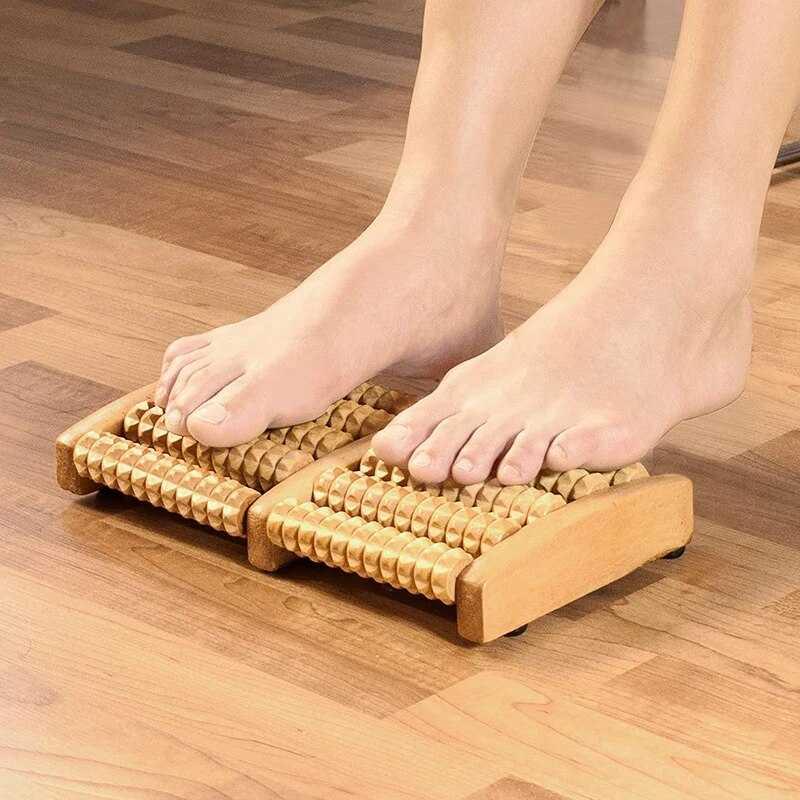 Slimes Pijat Kaki Wooden Foot Roller Massager - Meredakan Pegal dan Stres, Desain Roller Kaki