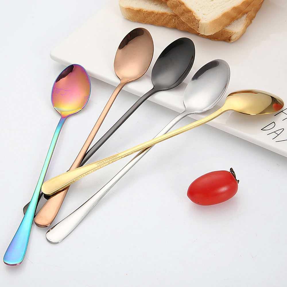 Szpoon Sendok Teh Dessert Gagang Panjang - Memudahkan Pengadukan dan Nikmati Hidangan Penutup, Stainless Steel