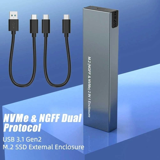 Image of IRhasta Adapter Enclosure NVMe M.2 SSD to USB 3.1 Type C - Instal SSD Tanpa Repot, Kecepatan Tinggi - Portabel