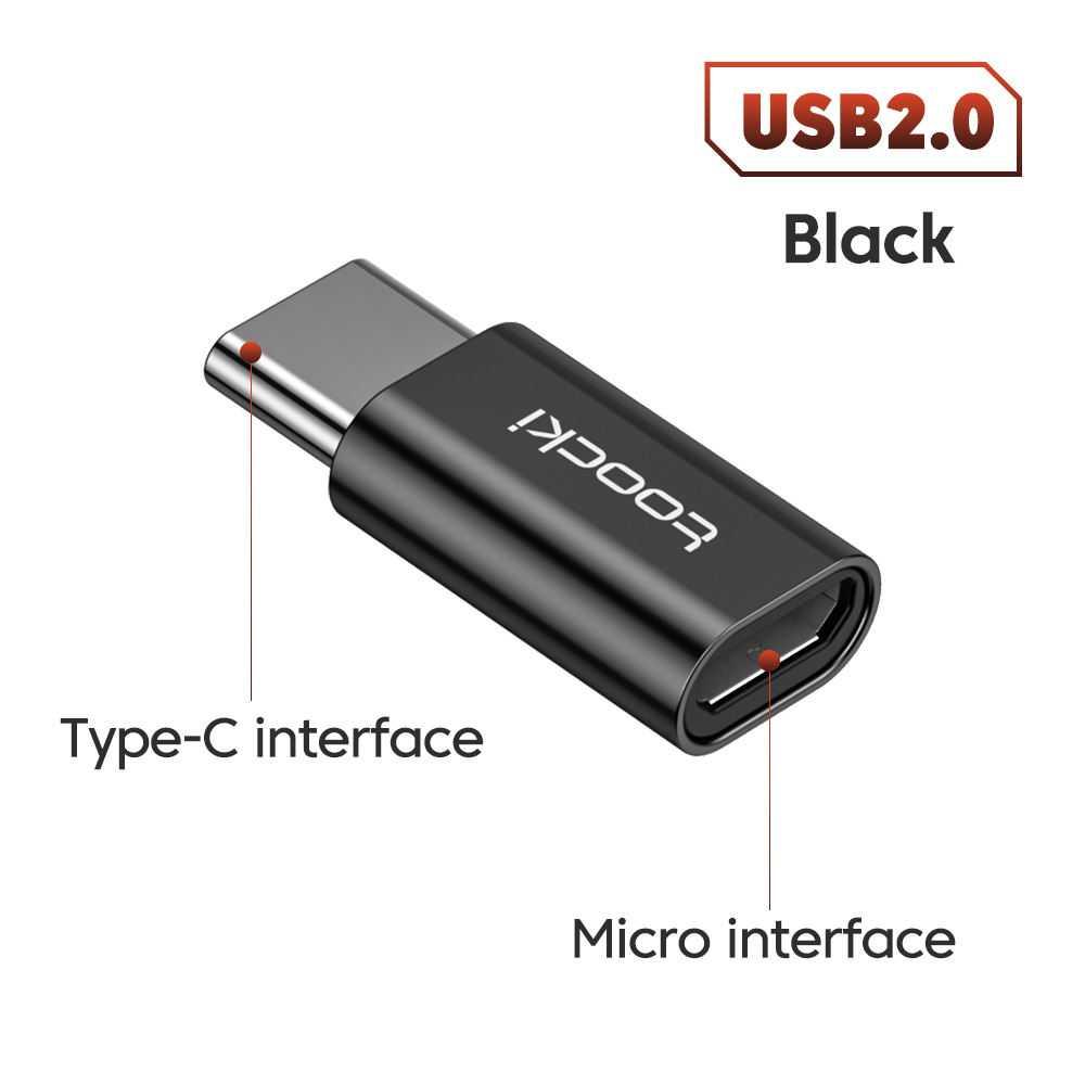 Toocki OTG USB Micro to Type C 2.0 Adapter Converter - Koneksi Mudah dan Cepat, Transfer Data Lancar