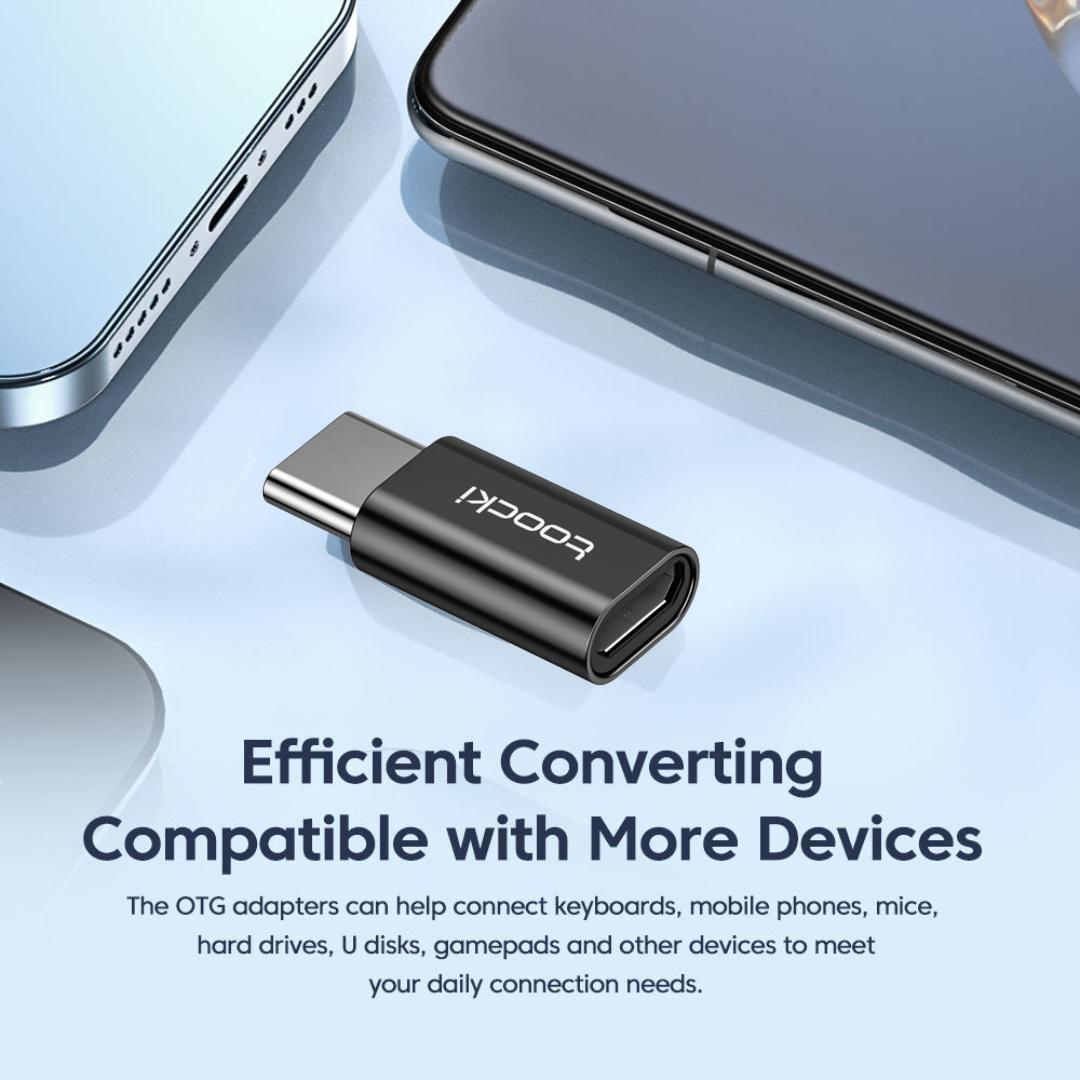 Toocki OTG USB Micro to Type C 2.0 Adapter Converter - Koneksi Mudah dan Cepat, Transfer Data Lancar