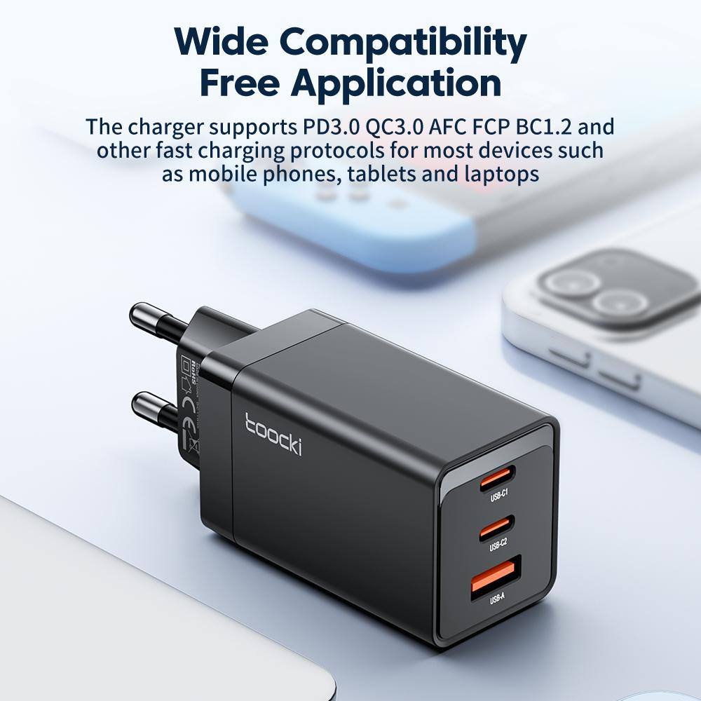 Toocki Kepala Charger USB Fast Charging Multi Port PD QC 3.0 GaN 67W - Hemat Waktu, Efisien Energi
