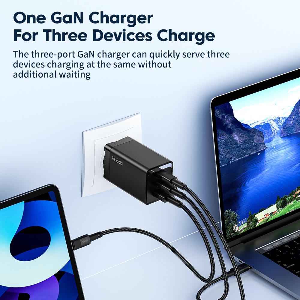 Toocki Kepala Charger USB Fast Charging Multi Port PD QC 3.0 GaN 67W - Hemat Waktu, Efisien Energi