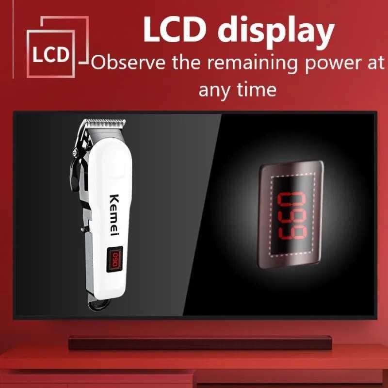 Kemei Cukur Rambut Professional Barber Hair Clipper Trimmer - KM-809A, Teknologi Digital Display - Potongan Rambut Presisi, Tahan Lama