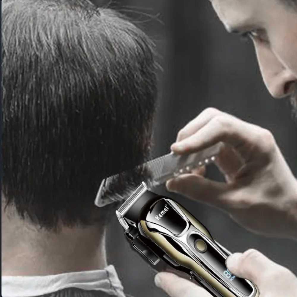 Kemei Alat Cukur Rambut Elektrik Hair Clipper Trimmer - Pisau Tajam, Tanpa Kabel, Layar LCD