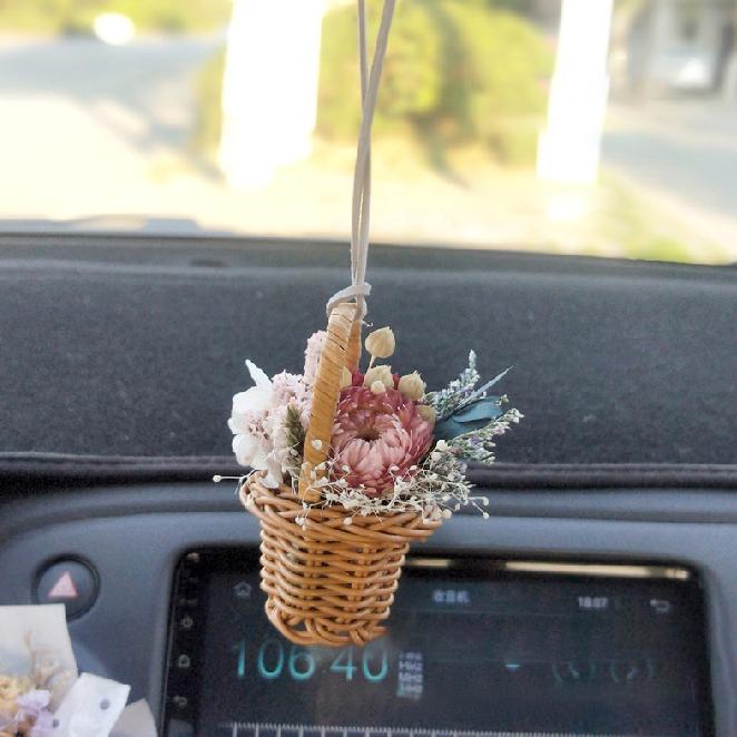 YINI Dekorasi Bunga Mini Keranjang Preserved Flower Basket - Cantik dan Unik, Tahan Lama - Estetik