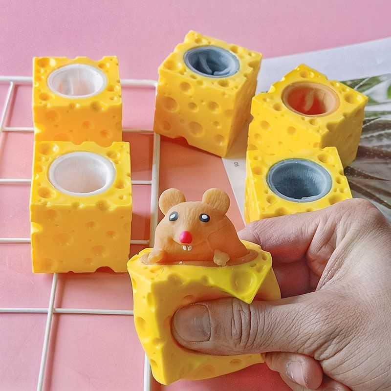 GOESAF Squishy Toy Mouse In The Cheese Pop Up Anti Stress Fidget - Pelampiasan Stres yang Menyenangkan, Desain Lucu