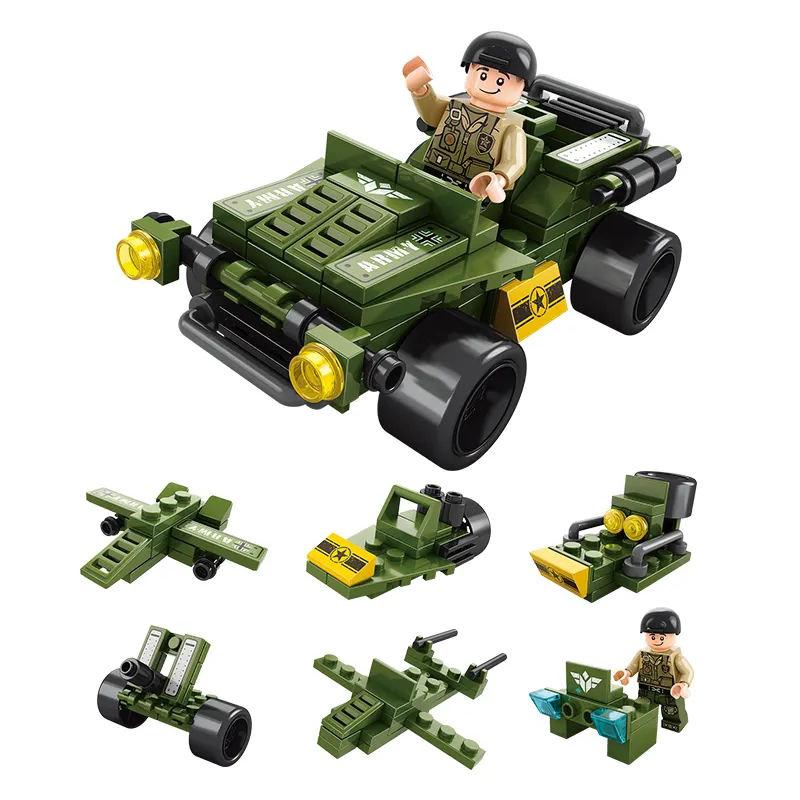 LELE BROTHER Mainan Balok Susun Mobil Militer 6in1 - Kreativitas Anak Terasah, Realistis, Berkualitas