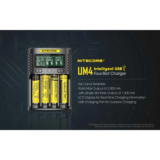 Image of NITECORE Charger Baterai 4 Slot - Pengisian Cepat & Efisien, Layar LCD, USB Charger IH