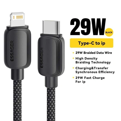Image of ESSAGER Kabel Data USB Type C to Lightning Fast Charging 3A 29W - ES-X46, Pengisian Cepat dan Transfer Data Lancar - Desain