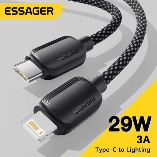 Image of ESSAGER Kabel Data USB Type C to Lightning Fast Charging 3A 29W - ES-X46, Pengisian Cepat dan Transfer Data Lancar - Desain
