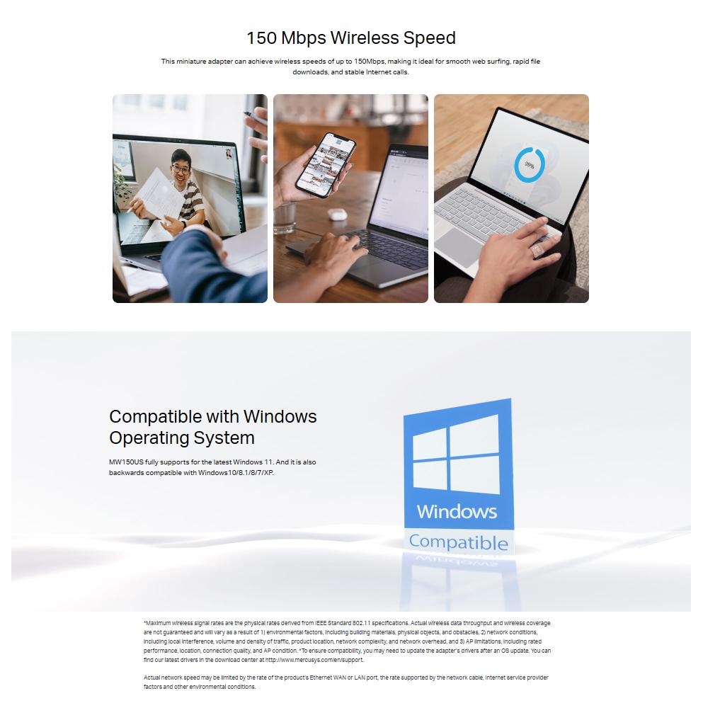 Mercusys Wireless Nano USB WiFi Receiver Adapter N150 150Mbps - Koneksi Cepat dan Stabil, Solusi Sinyal Internet, Plug and Play