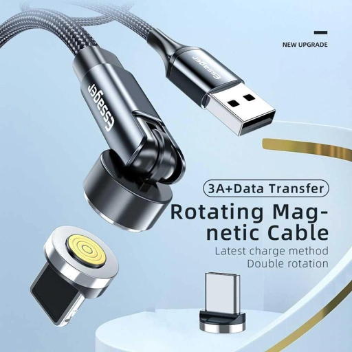 Image of ESSAGER Kabel Data USB Type C Magnetic Rotatable 3A - Pengisian Cepat dan Transfer Data Cepat, Desain Fleksibel IH