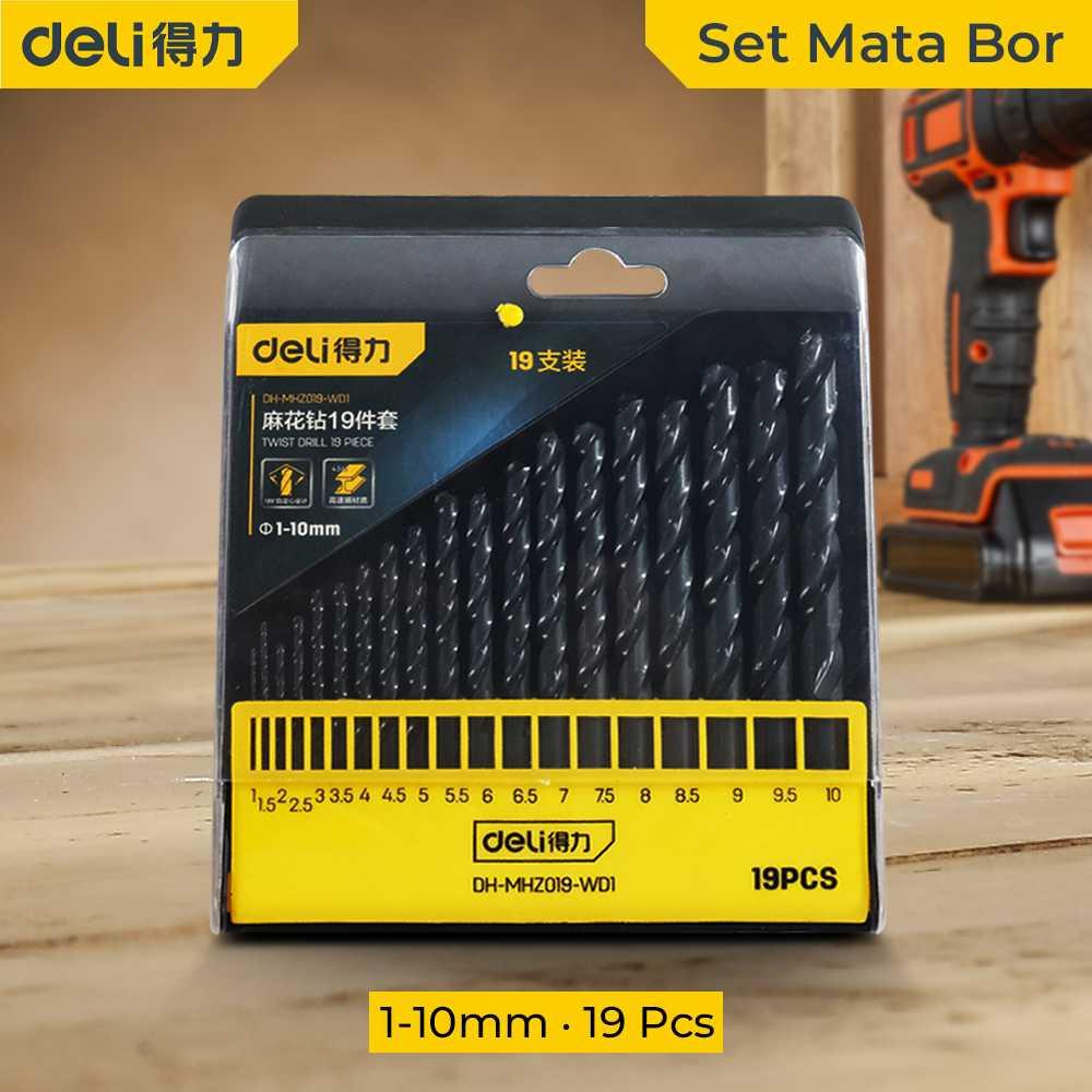 Deli Mata Bor Power Drill Bits HSS Steel 1-10mm 19 PCS - Presisi Bor Baja HSS 19 Ukuran, Serbaguna untuk Berbagai Material