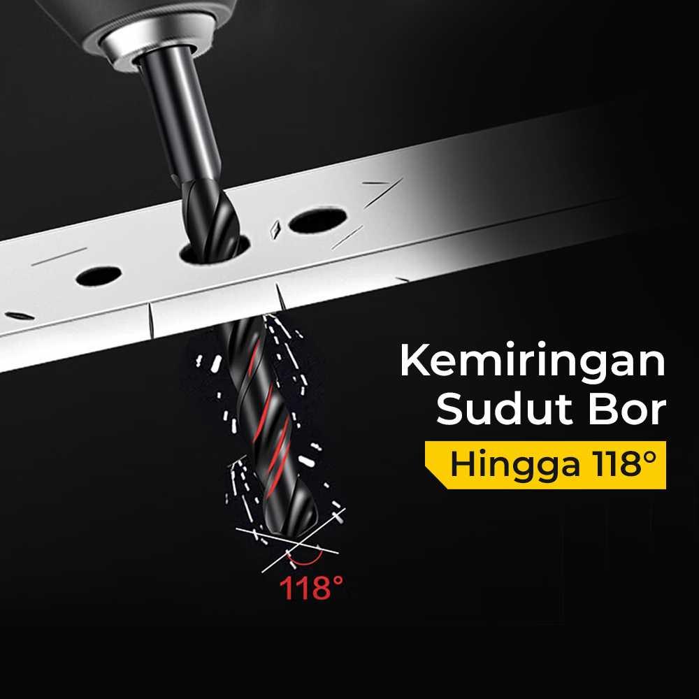 Deli Mata Bor Power Drill Bits HSS Steel 1-10mm 19 PCS - Presisi Bor Baja HSS 19 Ukuran, Serbaguna untuk Berbagai Material