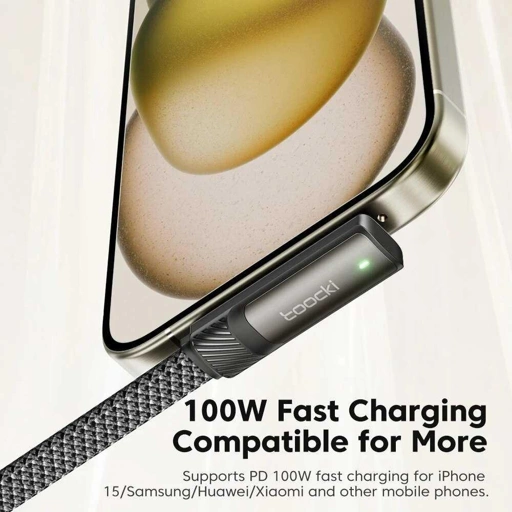 Image of Toocki Kabel Data Type C to Type C Fast Charging L Shape 5A 100W 1.2M - TXCTT1-YM0G IH