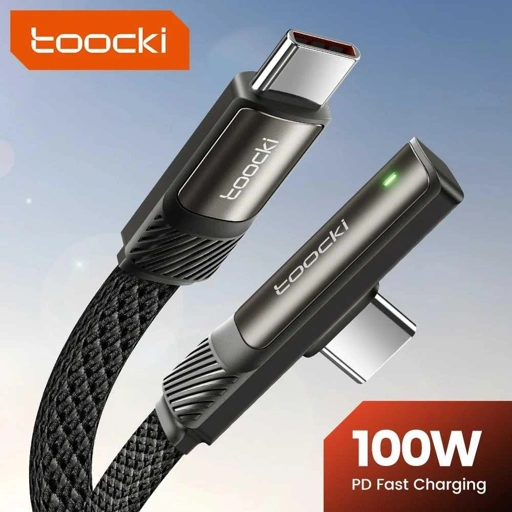 Image of Toocki Kabel Data Type C to Type C Fast Charging L Shape 5A 100W 1.2M - TXCTT1-YM0G IH