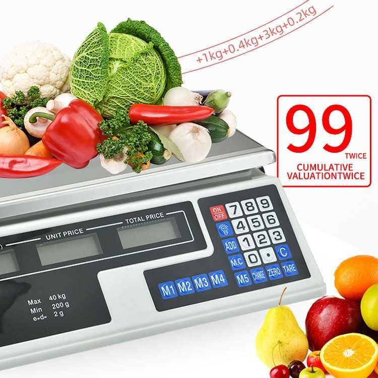 Beichen Timbangan Buah Digital Scale Pricing LCD 40kg - BC-209, Dapat Menimbang dan Menghitung Harga Secara Otomatis