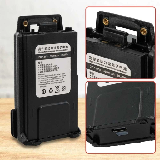 Image of Taffware Baterai Walkie Talkie 2600mAh Type C for Baofeng UV5R 5RA 5RC - Kapasitas Besar, Pengisian Cepat via USB Type C IH