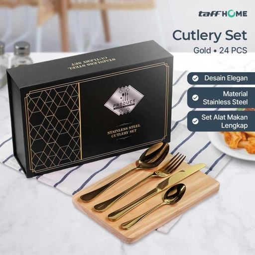 Image of TaffHOME Set Alat Makan Cutlery 24 PCS - Elegan dan Awet, Cocok untuk Acara Formal atau Informal IH