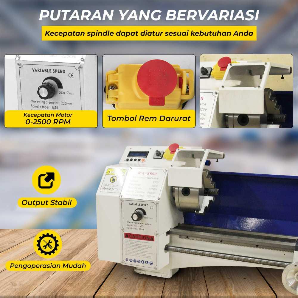 Mesin Bubut Mini Lathe DC Brushless 1250W - Pemrosesan Presisi, Hemat Ruang
