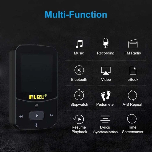Image of RUIZU MP3 Player Bluetooth 5.0 Sport Pedometer - Menikmati Musik Tanpa Gangguan, Kapan Saja IH