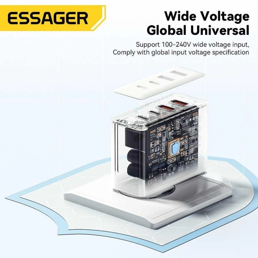 Image of ESSAGER Kepala Charger Multi Port Fast Charging GaN PD QC 100W - ES-CD37 IH