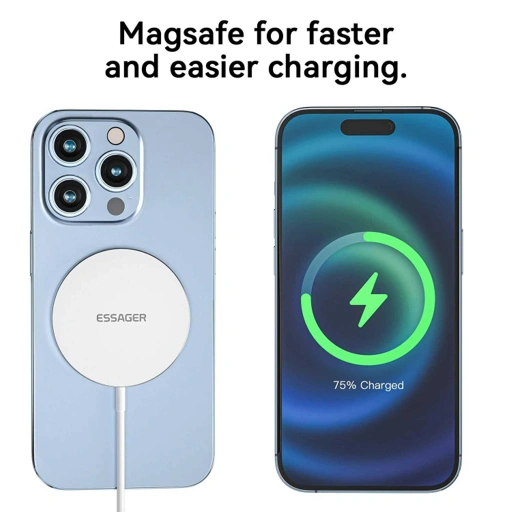 Image of ESSAGER Wireless Charger 3in1 Magnetic Base Super Slim 15W ES-WC05 Charger Cerdas dan Efisien Pengisian Daya Otomatis, Kompatibilitas Luas, Desain  IH