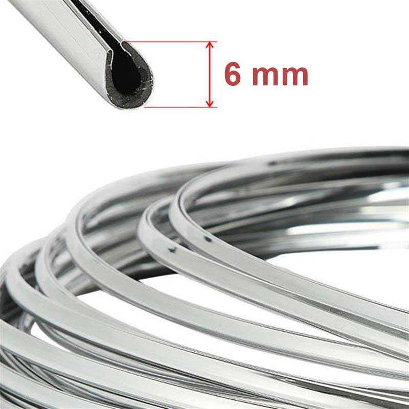 OTOHEROES Lis Dekorasi Interior Mobil Moulding Chrome Trim Strip - Perlindungan Stylish, Beragam Warna, 4M