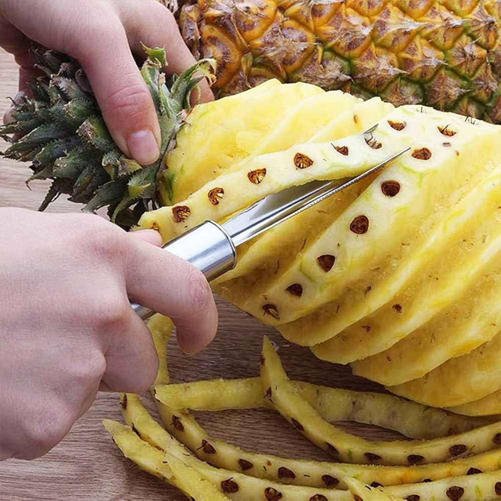 KNIFEZER Pisau Pengupas Nanas Stainless Steel - Mudah Memisahkan Daging, Praktis Mengupas, Tanpa Biji