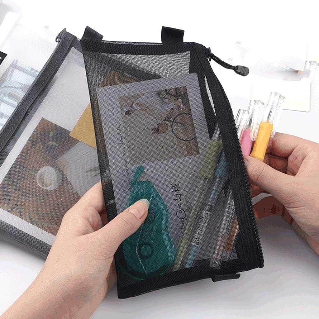 ZANZAN Tempat Pensil Jaring Mesh - Menyimpan ATK Rapi, Bawa Mudah, Desain Transparan