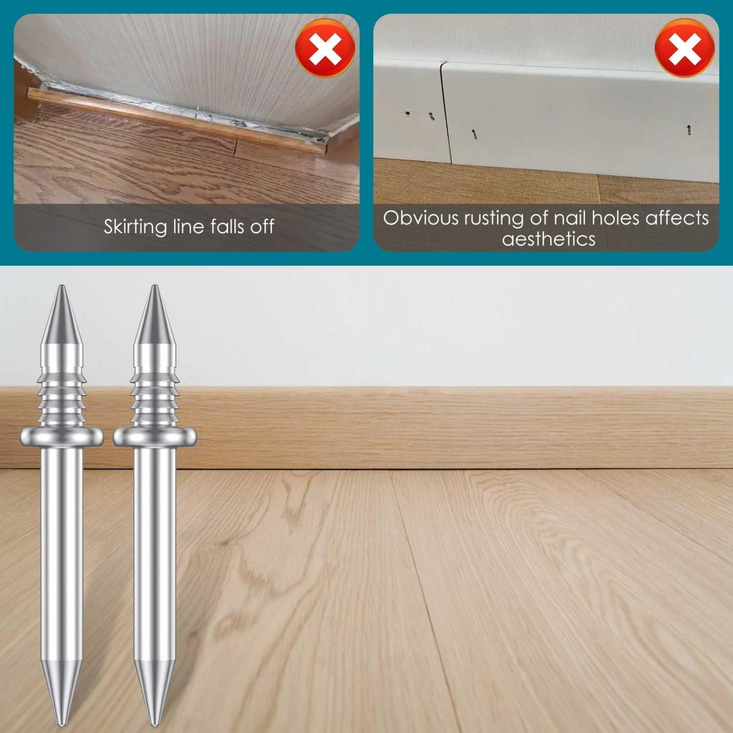ISFRIDAY Paku Dua Arah Kepala Ganda Skirting - Kuat dan Rapi, Tanpa Lem. [Paket 2 Set]