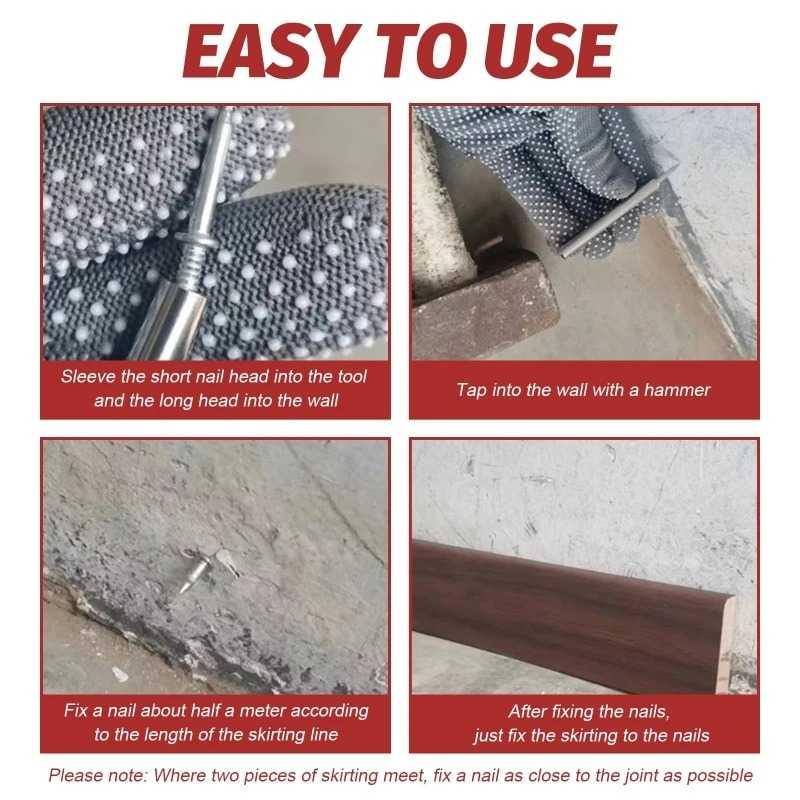 ISFRIDAY Paku Dua Arah Kepala Ganda Skirting - Kuat dan Rapi, Tanpa Lem. [Paket 2 Set]