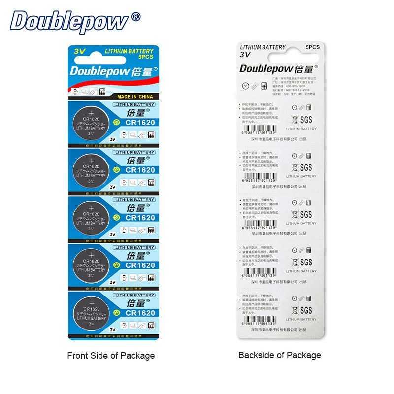 Doublepow Baterai Kancing Lithium CR1620 3V - Daya Tahan Tinggi, Tegangan Stabil, Ekonomis - Desain Pipih