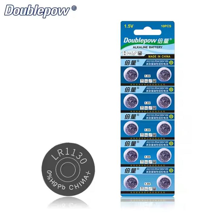 Doublepow Baterai Kancing Alkaline AG10 LR1130 LR54 - Suplai Daya Stabil, Performa Tinggi