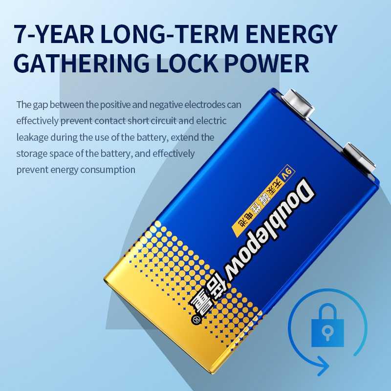 Doublepow Baterai Sekali Pakai Alkaline 9V Universal dan Fungsional Tegangan Ideal dan Stabil, Efisiensi Energi Lebih Baik, Berkualitas dan Tahan Lama