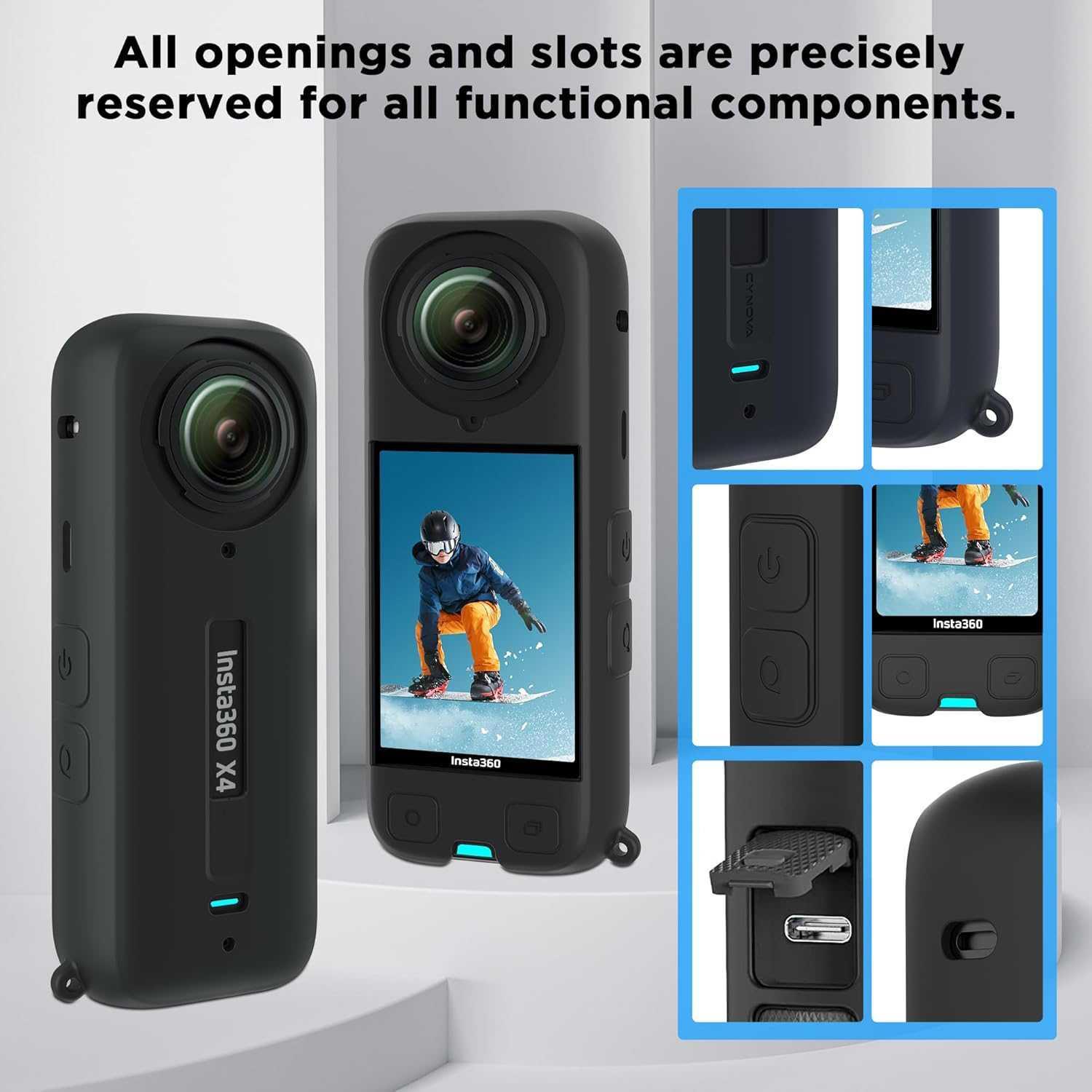 CYNOVA Case Pelindung Action Camera Insta360 X4 - Perlindungan Maksimal dan Akses Mudah, Desain Kokoh dan Ringan