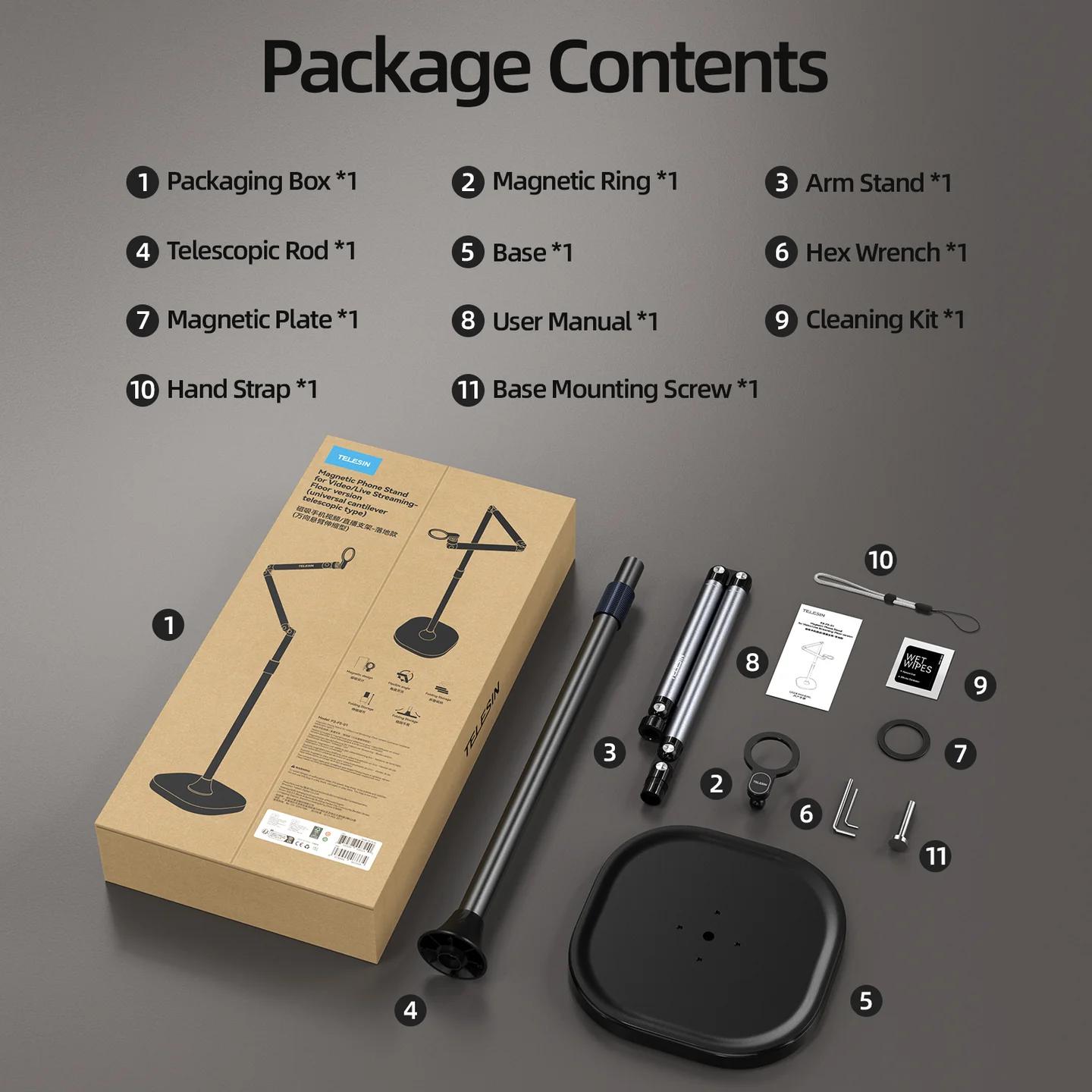 TELESIN Smartphone Holder Dudukan Stand Magnetik 360 Adjustable - Kemudahan Siaran Langsung dan Pengambilan Gambar
